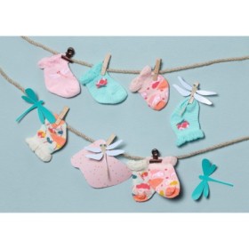 Baby Annabell Sosete 2 perechi diverse modele pentru papusi 43 cm roz si albe sau albastre si portocaliu cald